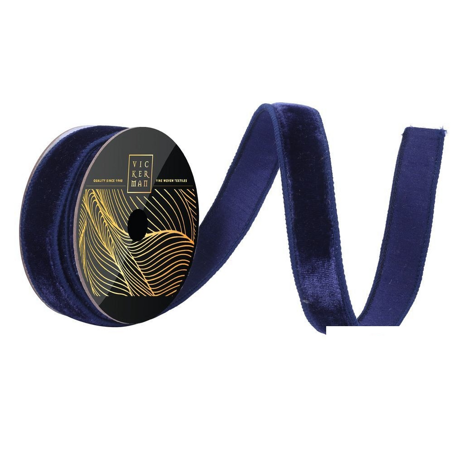 1" Ribbon - Velvet Dupion - 10 Yard Roll - Midnight Blue Midnight Blue