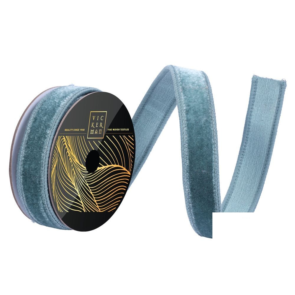 1" Ribbon - Velvet Dupion - 10 Yard Roll - Slate Blue — view 1