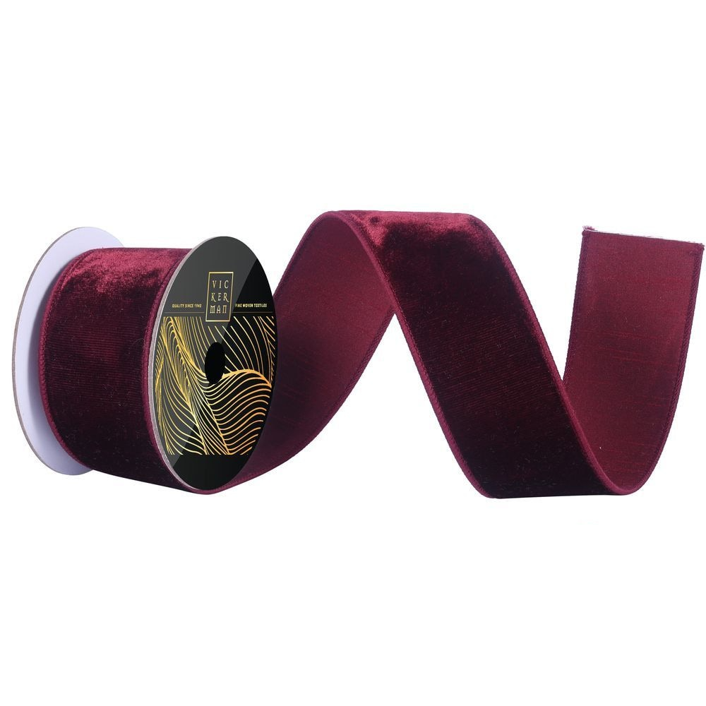 2.5" Ribbon - Velvet Dupion - 5 Yard Roll - Burgundy — view 1