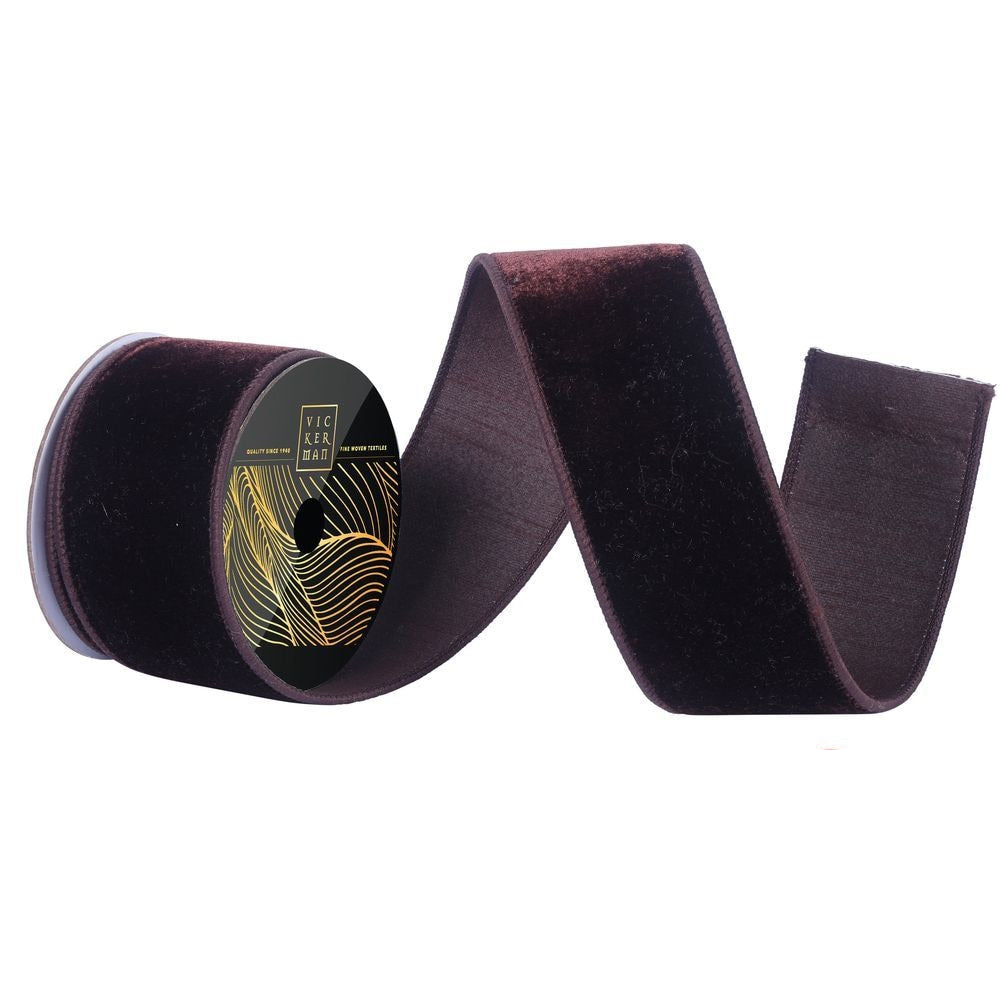 2.5" Ribbon - Velvet Dupion - 5 Yard Roll - Chocolate — view 1