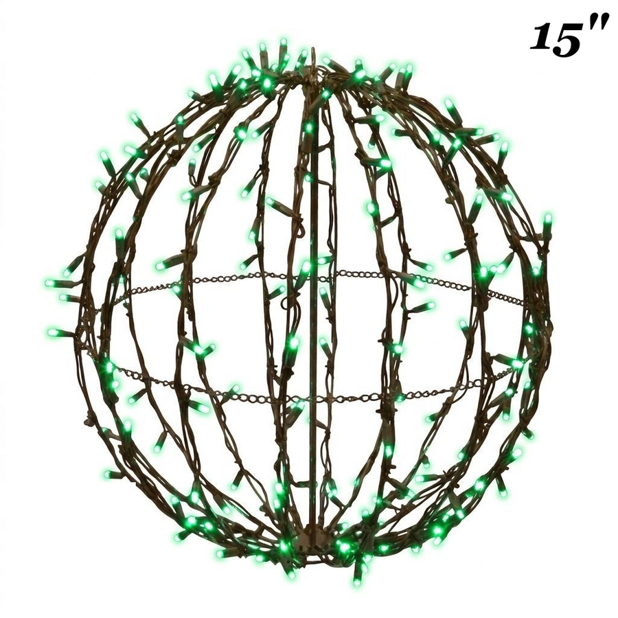 15" Green Foldable Lighted Sphere