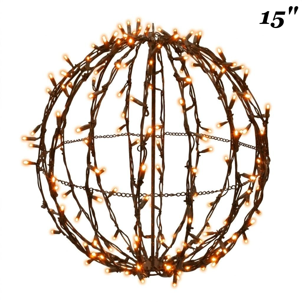 15" Orange Foldable Lighted Sphere — view 1
