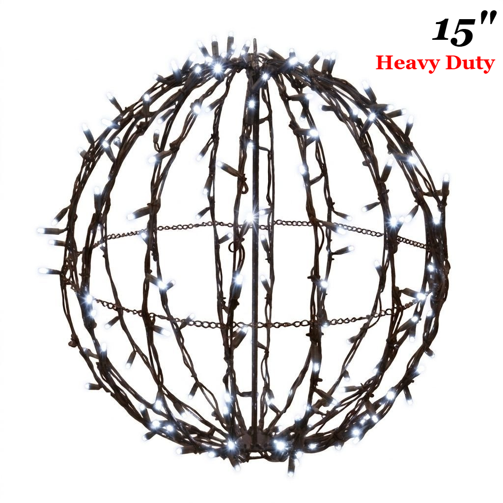 15" Pure White Heavy Duty Foldable Lighted Sphere — view 1