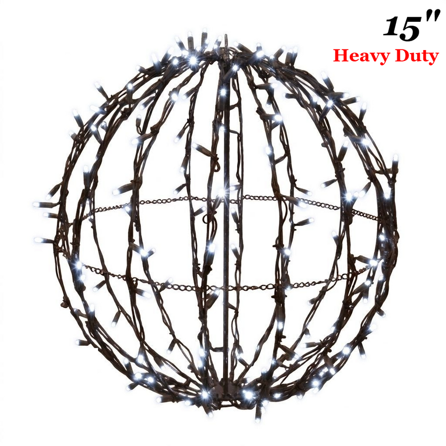 15" Pure White Heavy Duty Foldable Lighted Sphere