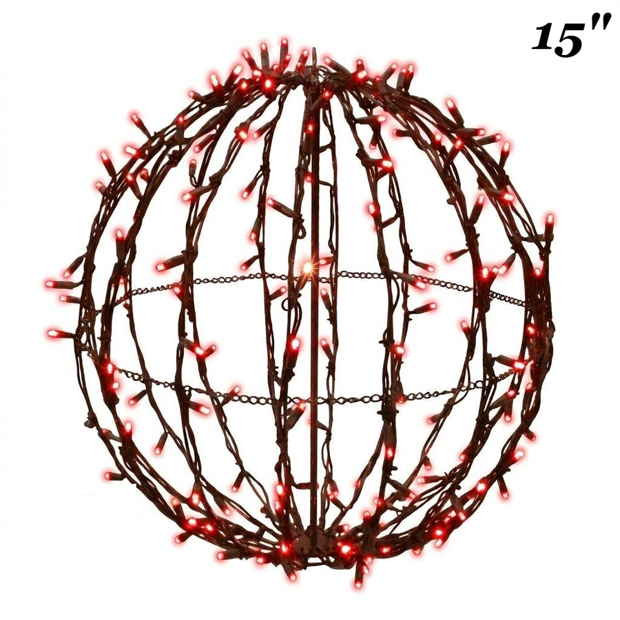 15" Red Foldable Lighted Sphere