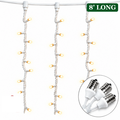 8' Warm White 5MM Socket Drop - White Wire — view 1