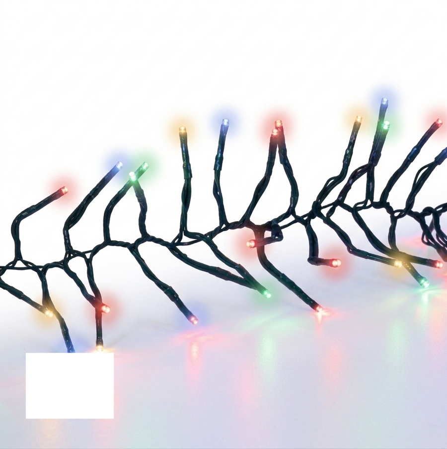 Multicolor 5MM Cluster LED Light Set - 500 Lights - 12.3' - Green Wire Multicolor- 500 Ct / 12.3'- Green