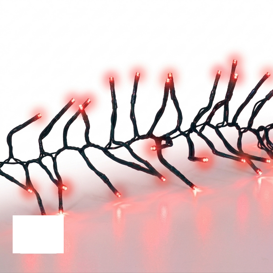 Red 5MM Cluster LED Light Set - 500 Lights - 12.3' - Green Wire Red- 500 Ct / 12.3'- Green