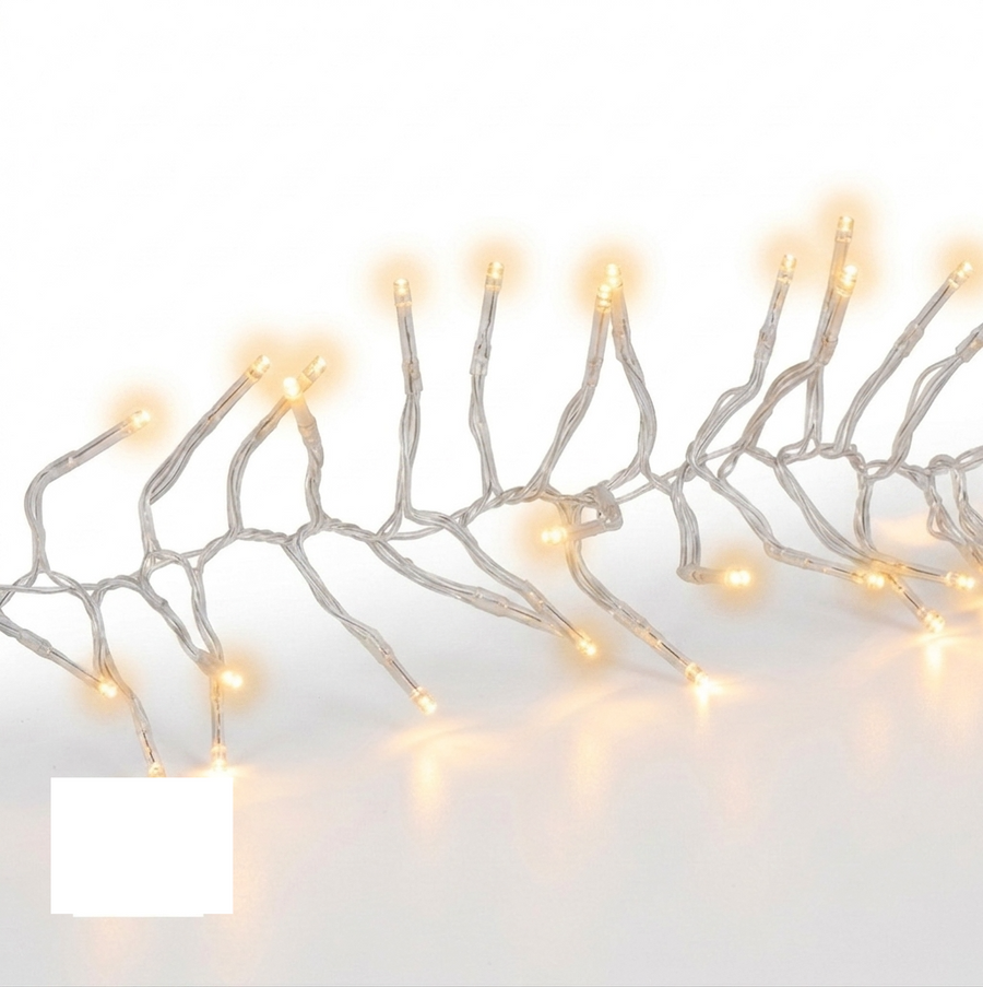 Warm White 5MM Cluster LED Light Set - 500 Lights - 12.3' - Transparent Wire Warm White- 500 Ct / 12.3'- Transparent