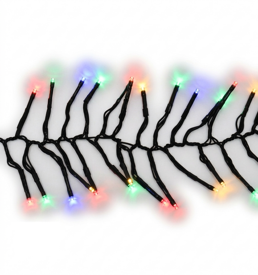 Multicolor 5MM Rice LED Light Set - 500 Lights - 36' - Green Wire Multi Color (R,G,B,O,Y)- 500 Ct / 36'- Green