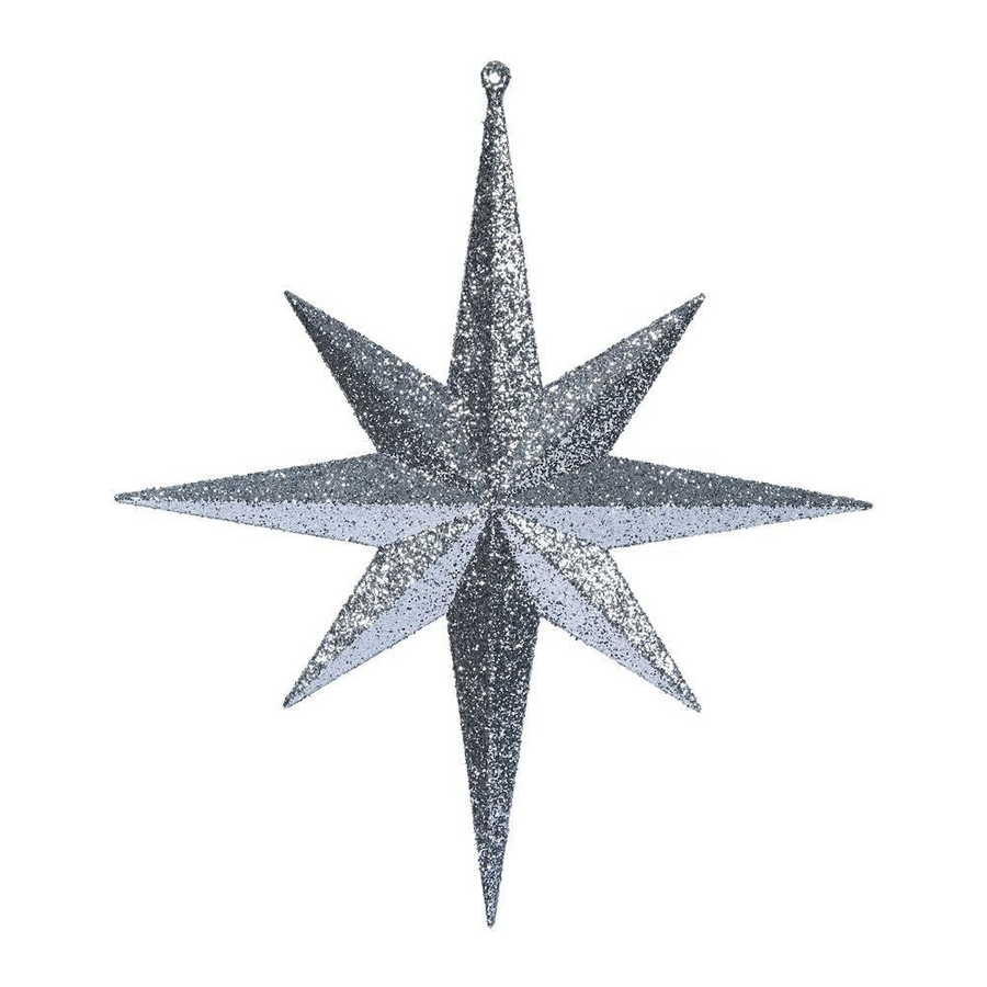 12" Glitter Bethlehem Star Ornament - Pewter - Set of 2 Pewter