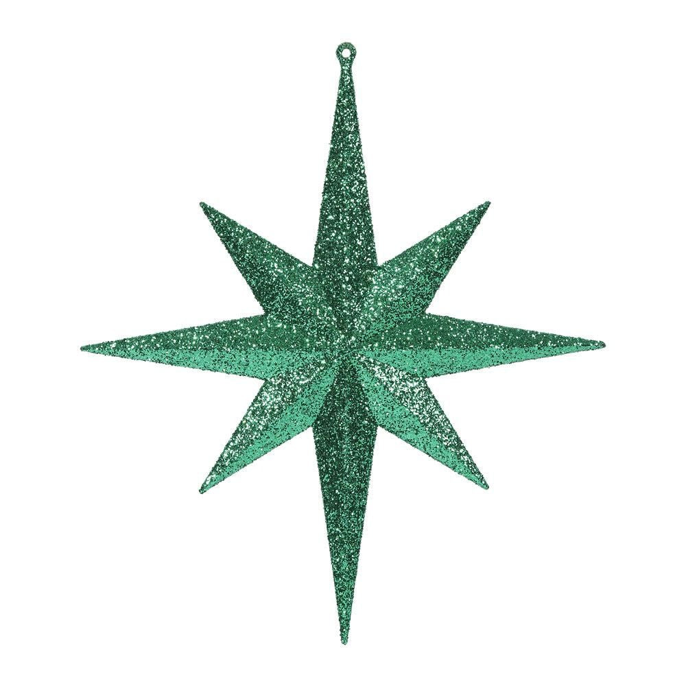 12" Glitter Bethlehem Star Ornament - Green - Set of 2 — view 1