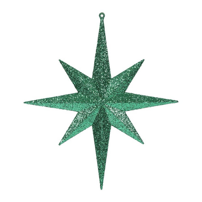 12" Glitter Bethlehem Star Ornament - Green - Set of 2 — view 1