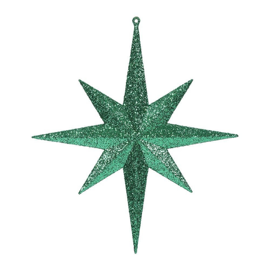 12" Glitter Bethlehem Star Ornament - Green - Set of 2 Green