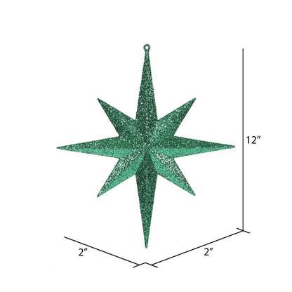 12" Glitter Bethlehem Star Ornament - Green - Set of 2 — view 2