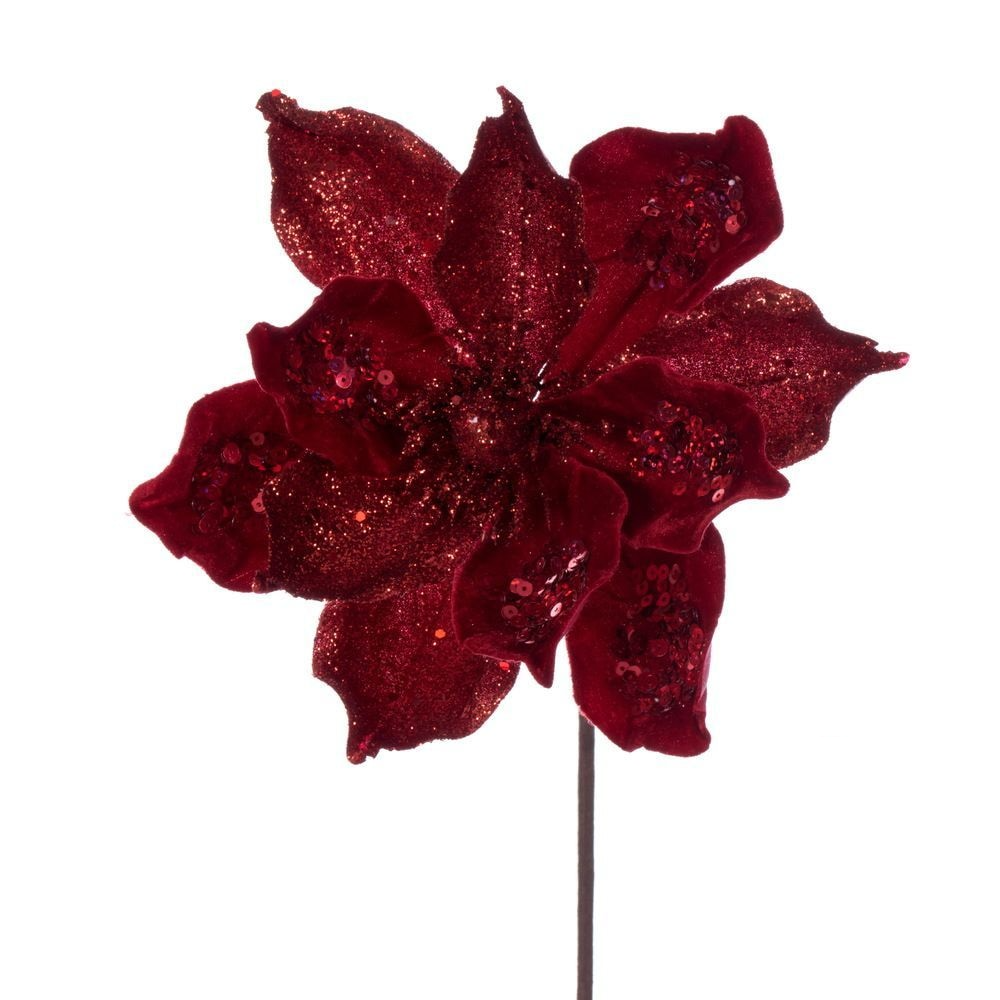 15" Deluxe Magnolia 10" Flower - Set of 6 - Red — view 1