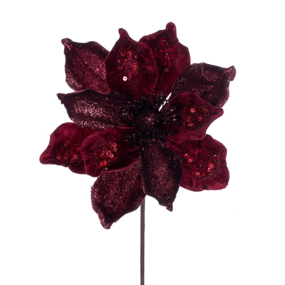 15" Deluxe Magnolia 10" Flower - Set of 6 - Burgundy — view 1