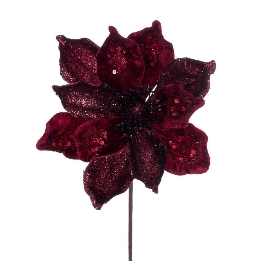 15" Deluxe Magnolia 10" Flower - Set of 6 - Burgundy Burgundy – Bag of 6