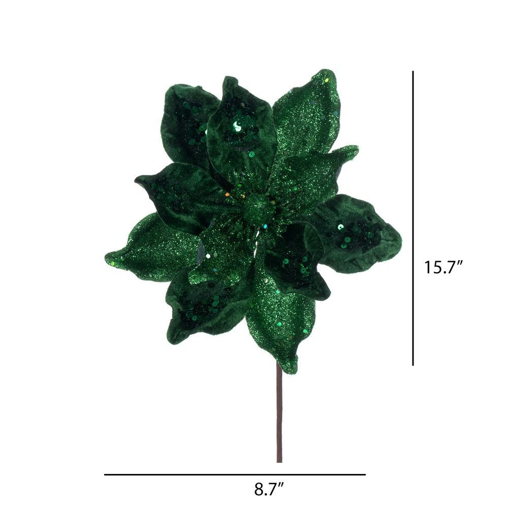 15" Deluxe Magnolia 10" Flower - Set of 6 - Midnight Green — view 3