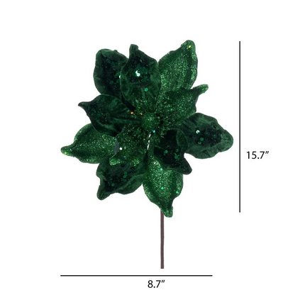 15" Deluxe Magnolia 10" Flower - Set of 6 - Midnight Green — view 3