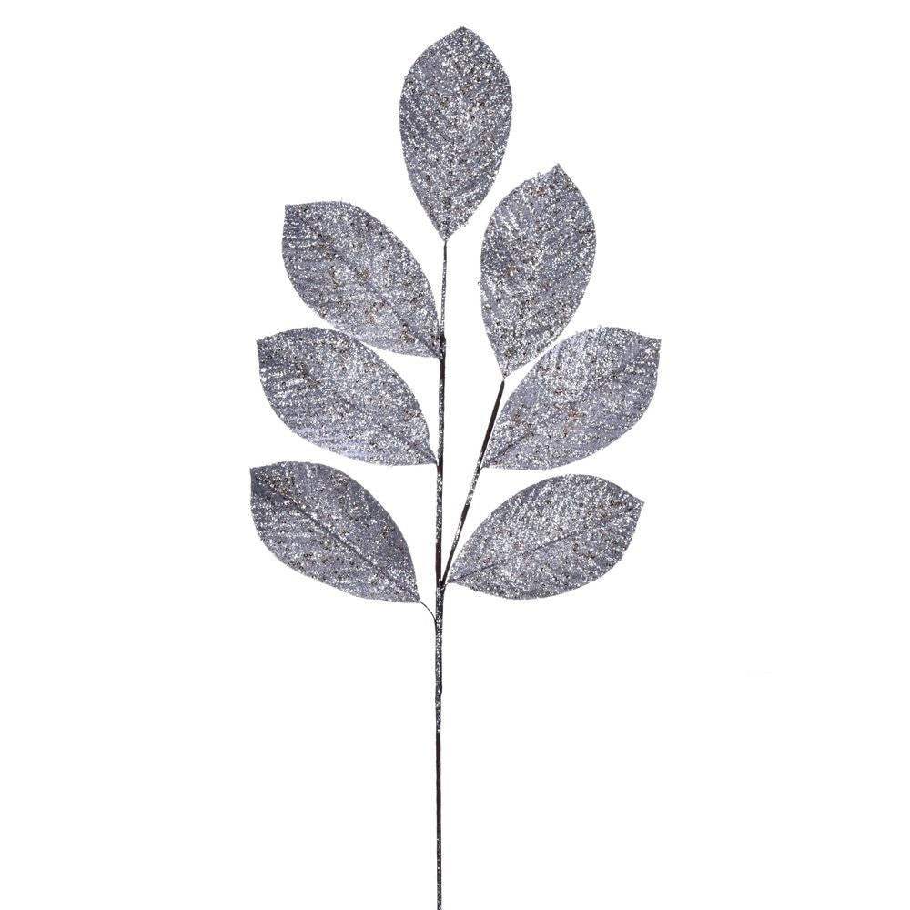 27" Glitter Leaf Spray - Set of 4 - Silver — view 1