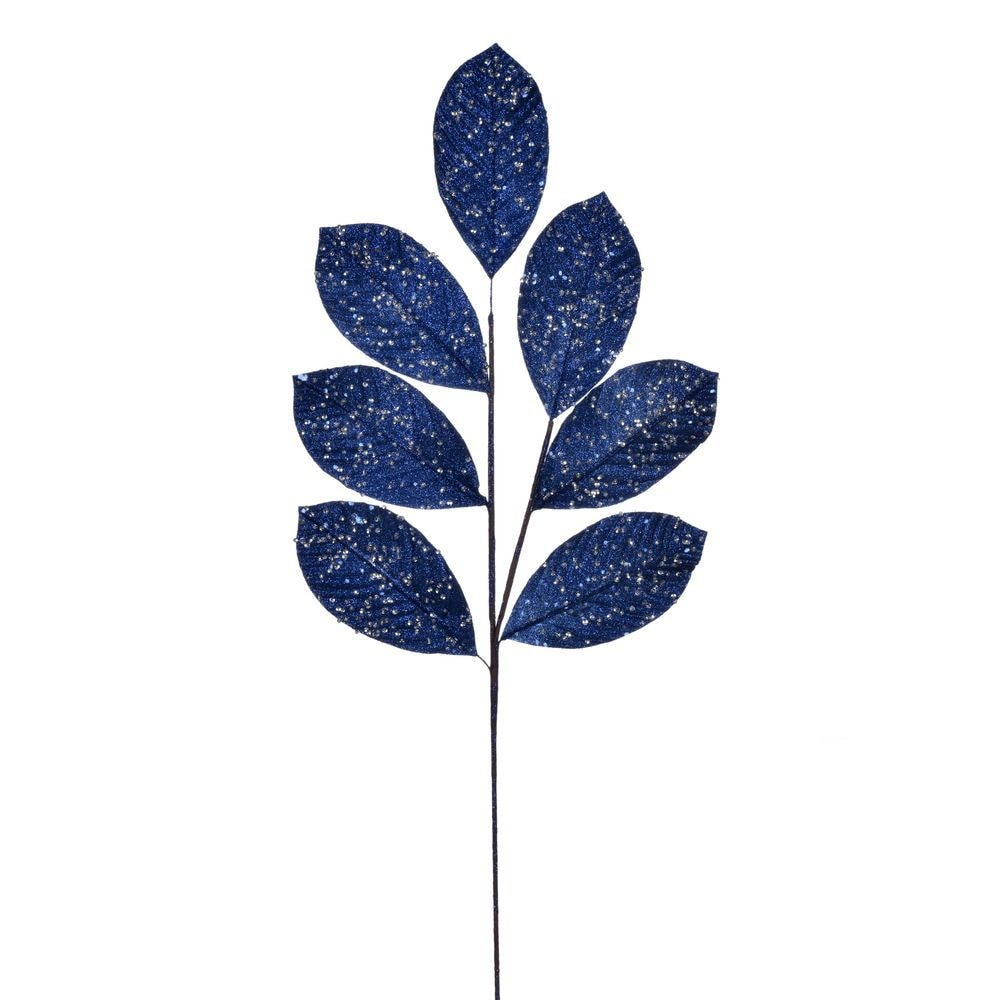 27" Glitter Leaf Spray - Set of 4 - Midnight Blue — view 1