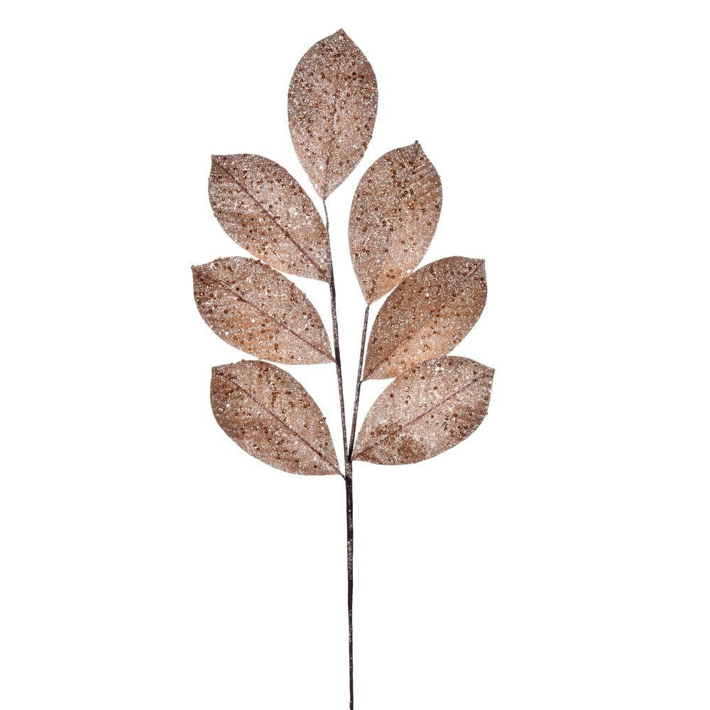 27" Glitter Leaf Spray - Set of 4 - Rose Gold — view 1