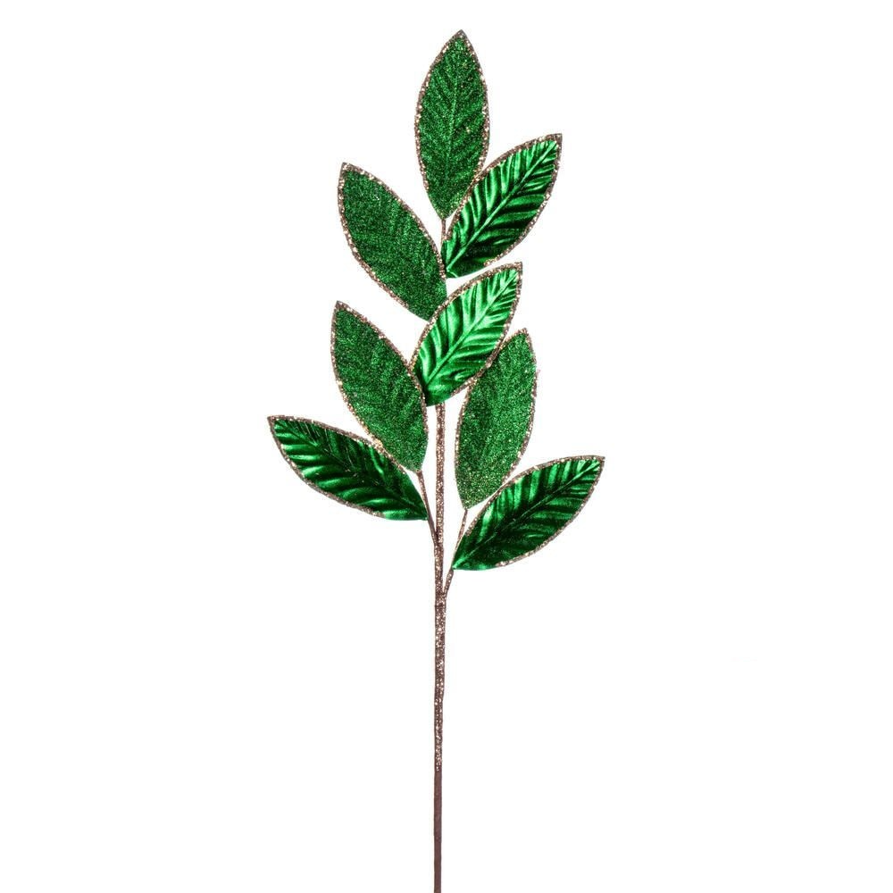 27.5" Metallic Leaf Glitter Spray - Set of 3 - Green — view 1