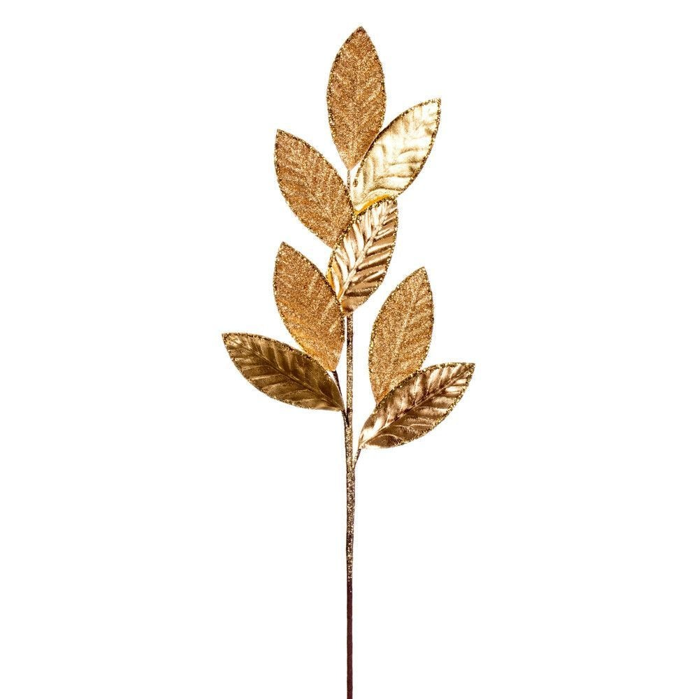27.5" Metallic Leaf Glitter Spray - Set of 3 - Gold — view 1