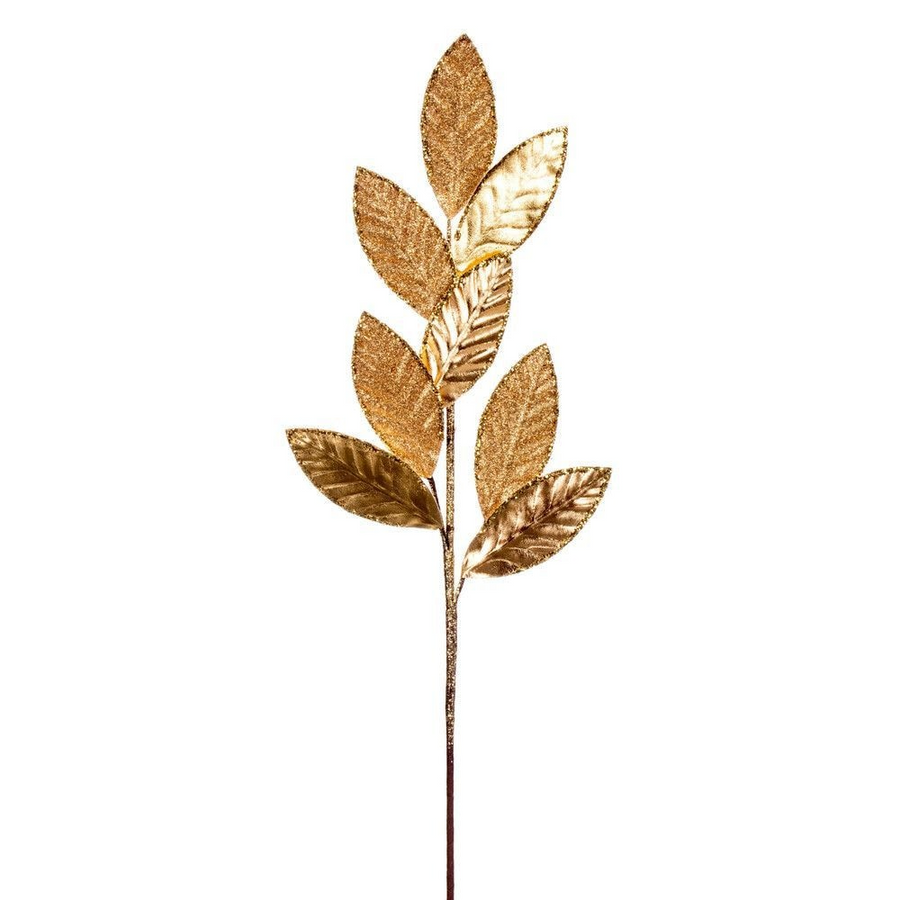 27.5" Metallic Leaf Glitter Spray - Set of 3 - Gold Gold – Bag of 3