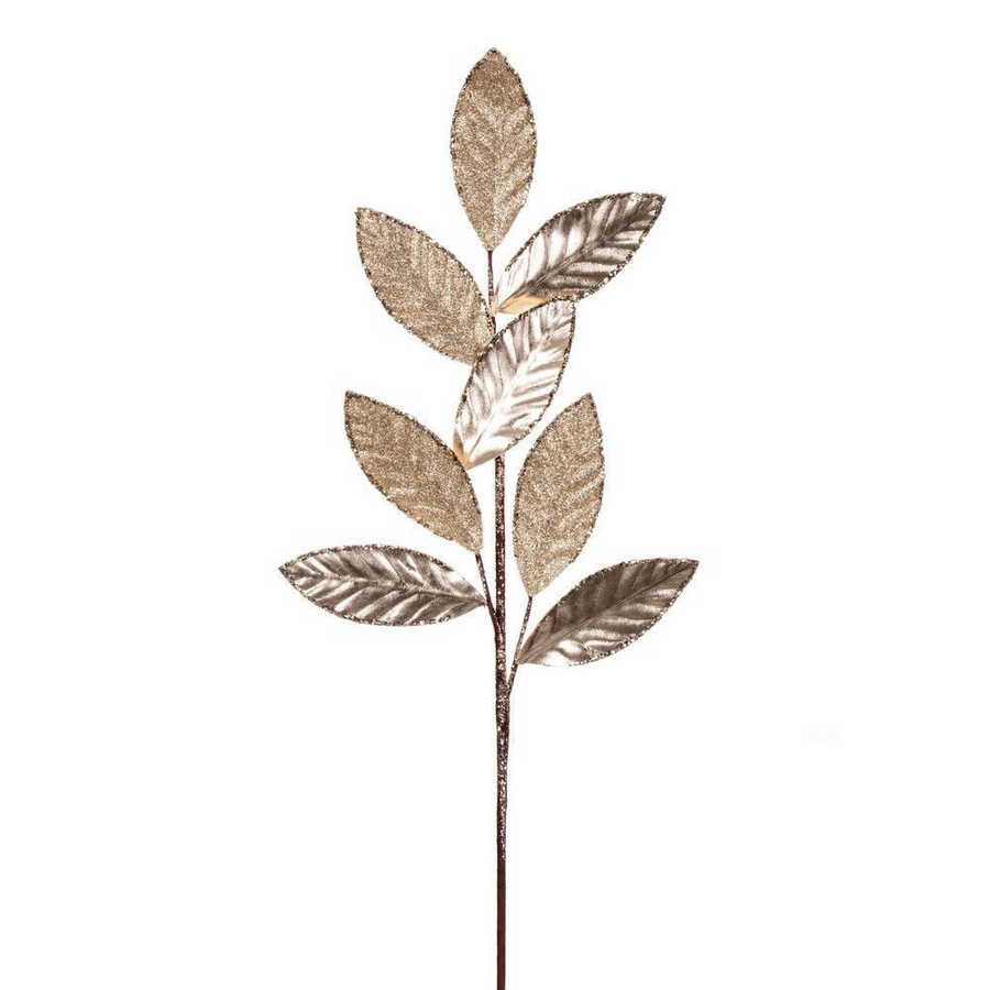 27.5" Metallic Leaf Glitter Spray - Set of 3 - Champagne Champagne – Bag of 3