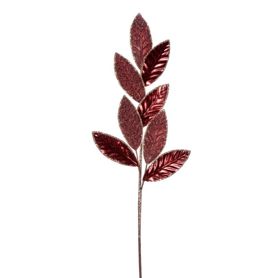 27.5" Metallic Leaf Glitter Spray - Set of 3 - Burgundy Burgundy – Bag of 3