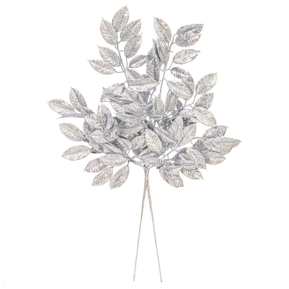 31" Gardenia Glitter Spray - Set of 2 - Silver — view 3