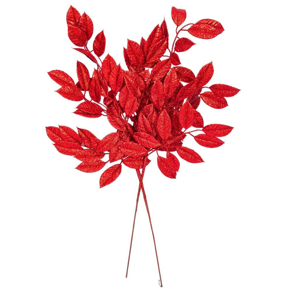 31" Gardenia Glitter Spray - Set of 2 - Red — view 3