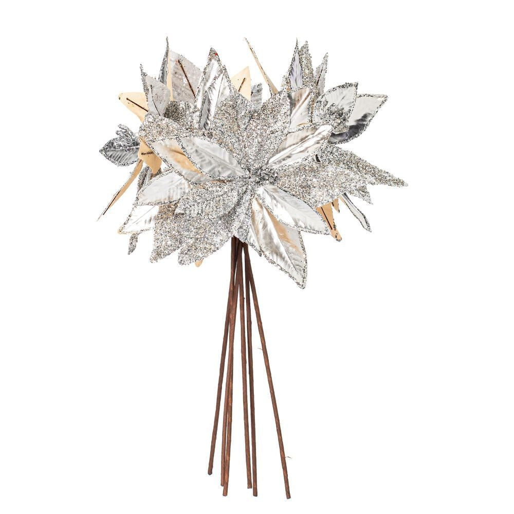 21.5" Poinsettia 11" Flower - Set of 6 - Silver — view 3
