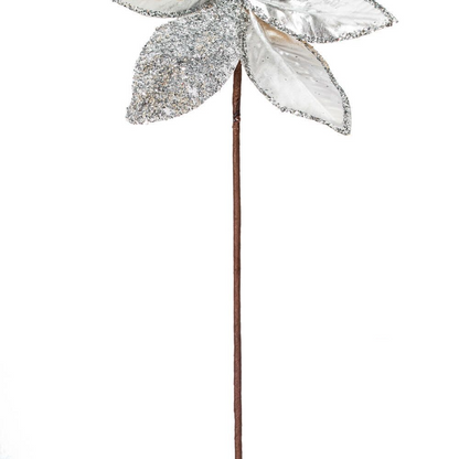 21.5" Poinsettia 11" Flower - Set of 6 - Silver — view 4