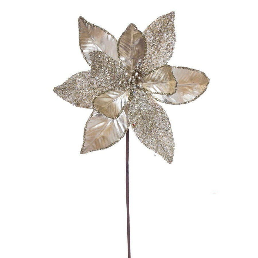 21.5" Poinsettia 11" Flower - Set of 6 - Champagne Champagne – Bag of 6