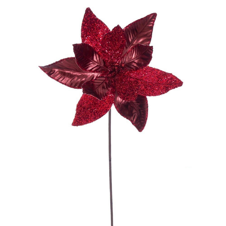 21.5" Poinsettia 11" Flower - Set of 6 - Burgundy Burgundy – Bag of 6