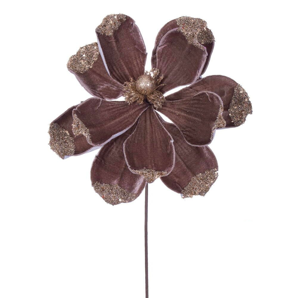 21.5" Velvet Magnolia 13" Flower - Set of 4 - Mocha — view 1