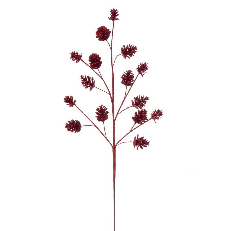 24" Pinecone Glitter Spray - Set of 6 - Red Red – Bag of 6