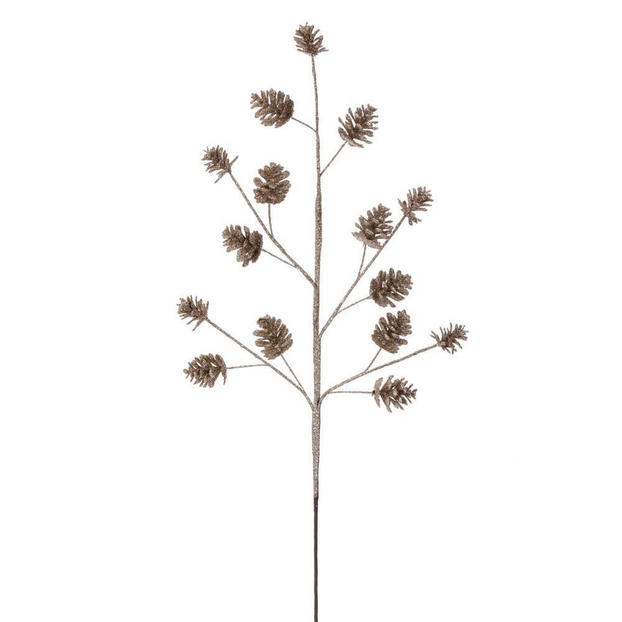 24" Pinecone Glitter Spray - Set of 6 - Champagne Champagne – Bag of 6