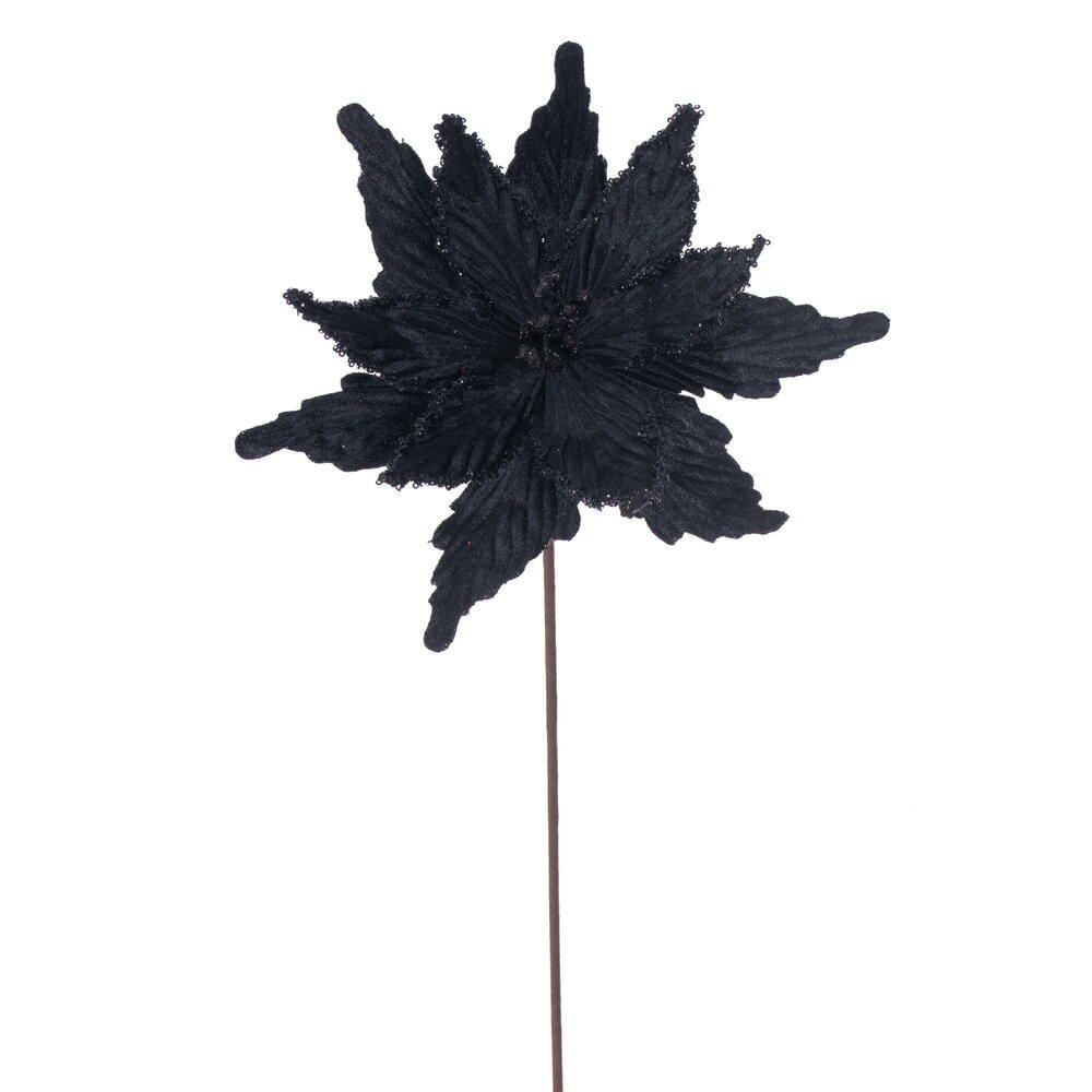 21.5" Poinsettia 12" Flower - Set of 6 - Black — view 1