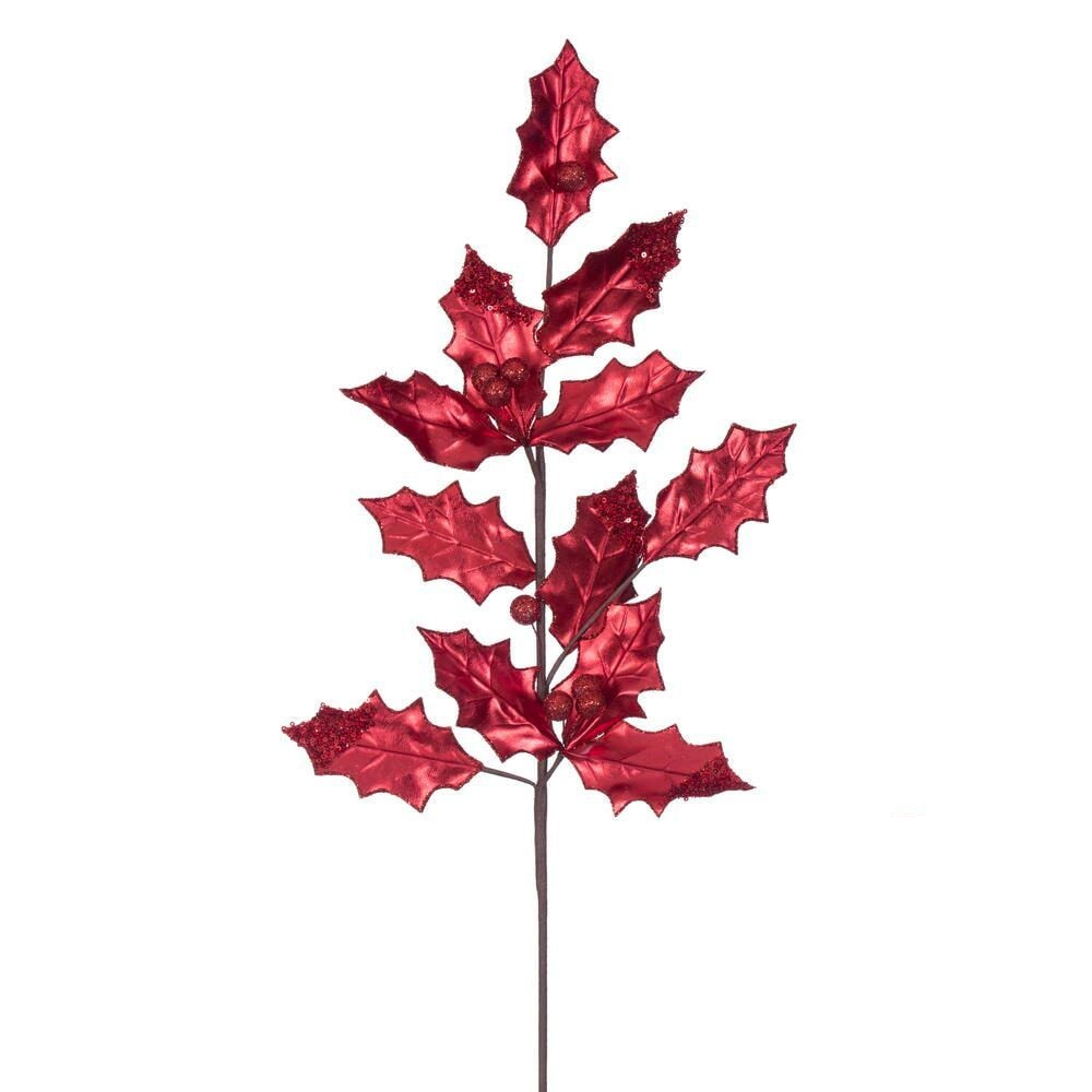 24" Holly Leaf Spray - Set of 6 - Red — view 1