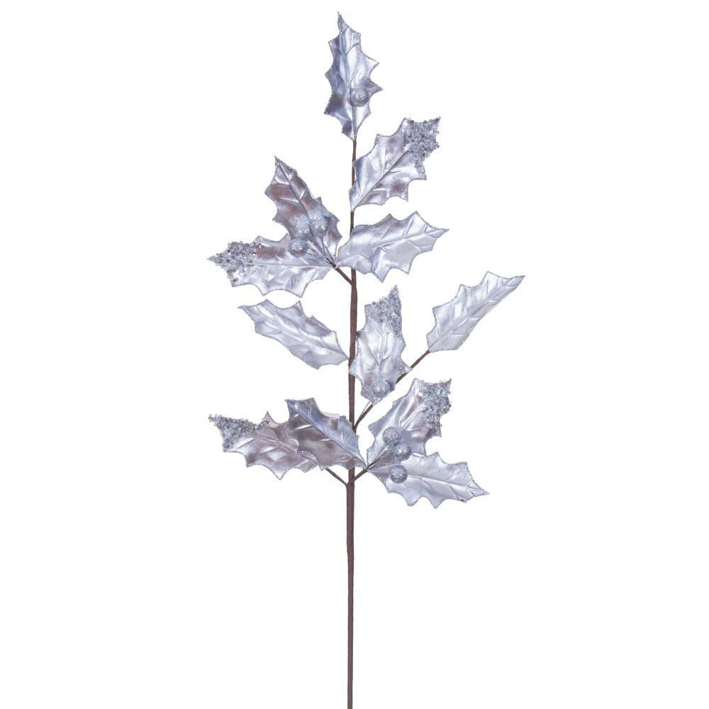 24" Holly Leaf Spray - Set of 6 - Silver — view 1
