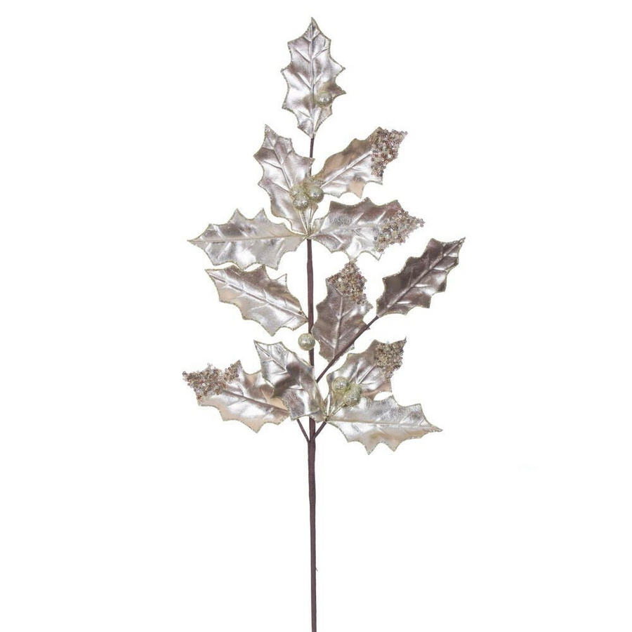 24" Holly Leaf Spray - Set of 6 - Champagne Champagne – Bag of 6