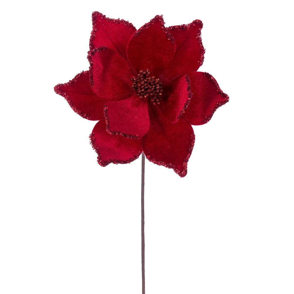21.5" Poinsettia 10" Flower - Set of 6 - Red — view 1