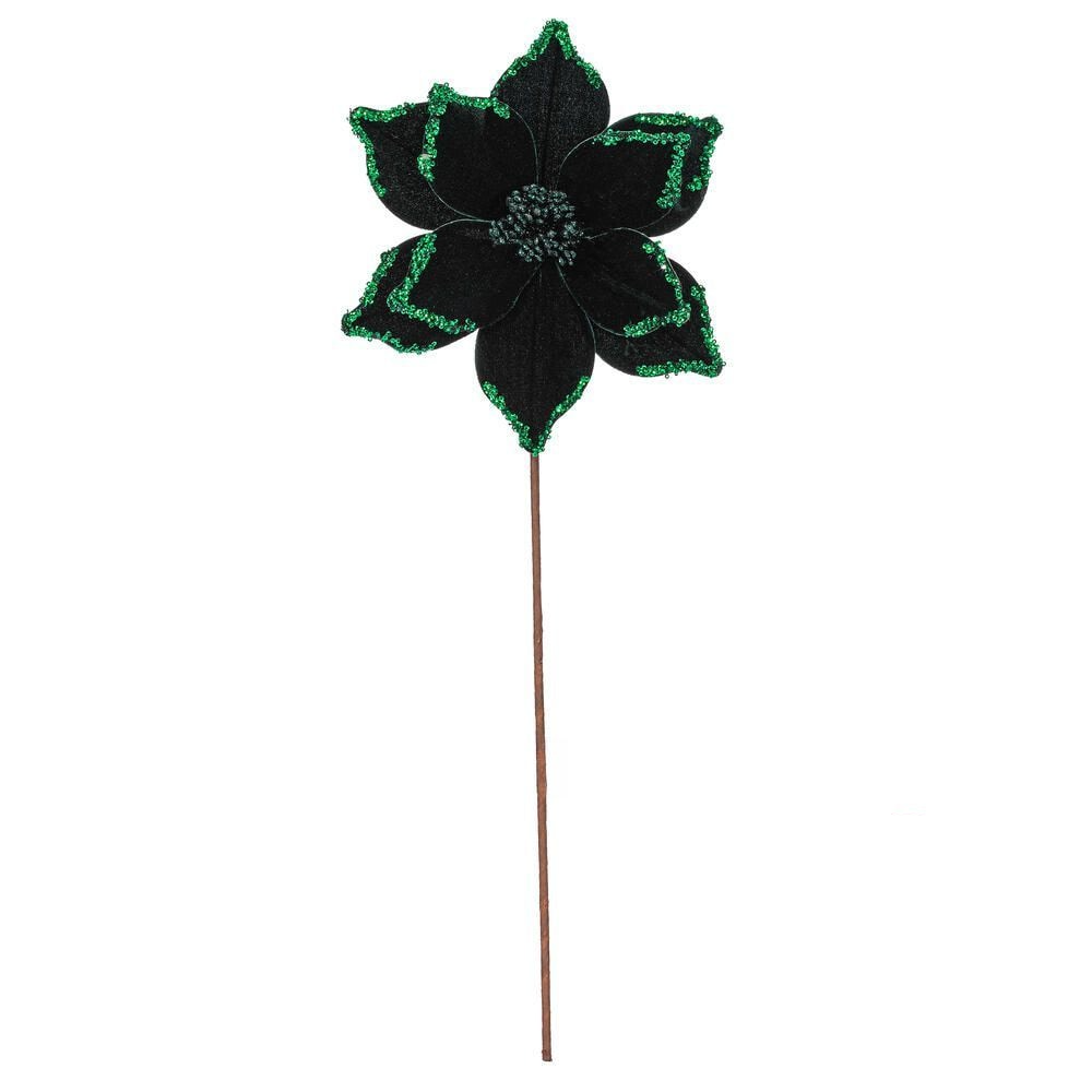 21.5" Poinsettia 10" Flower - Set of 6 - Midnight Green — view 1