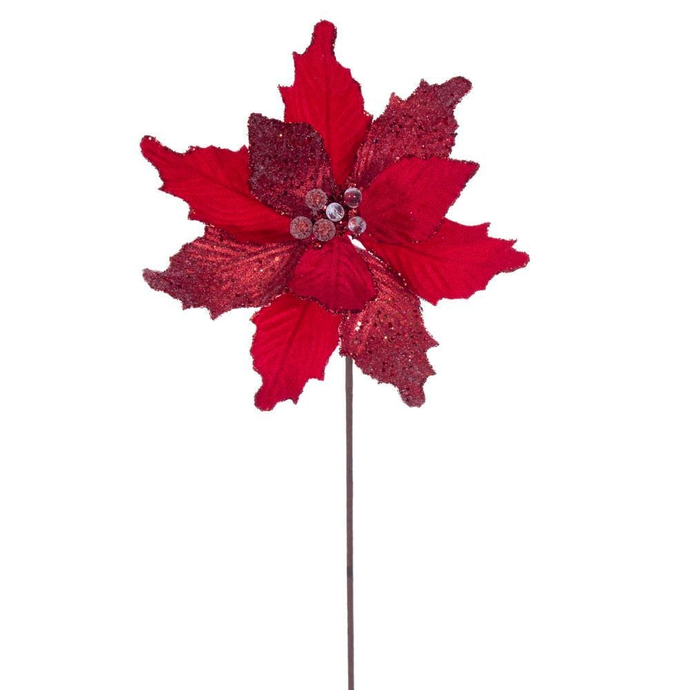 20" Velvet Sugar 11.5" Flower - Set of 3 - Red — view 1