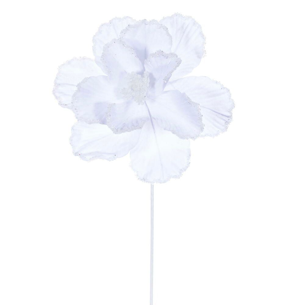 20" Velvet Magnolia 10" Flower - Set of 3 - White — view 1