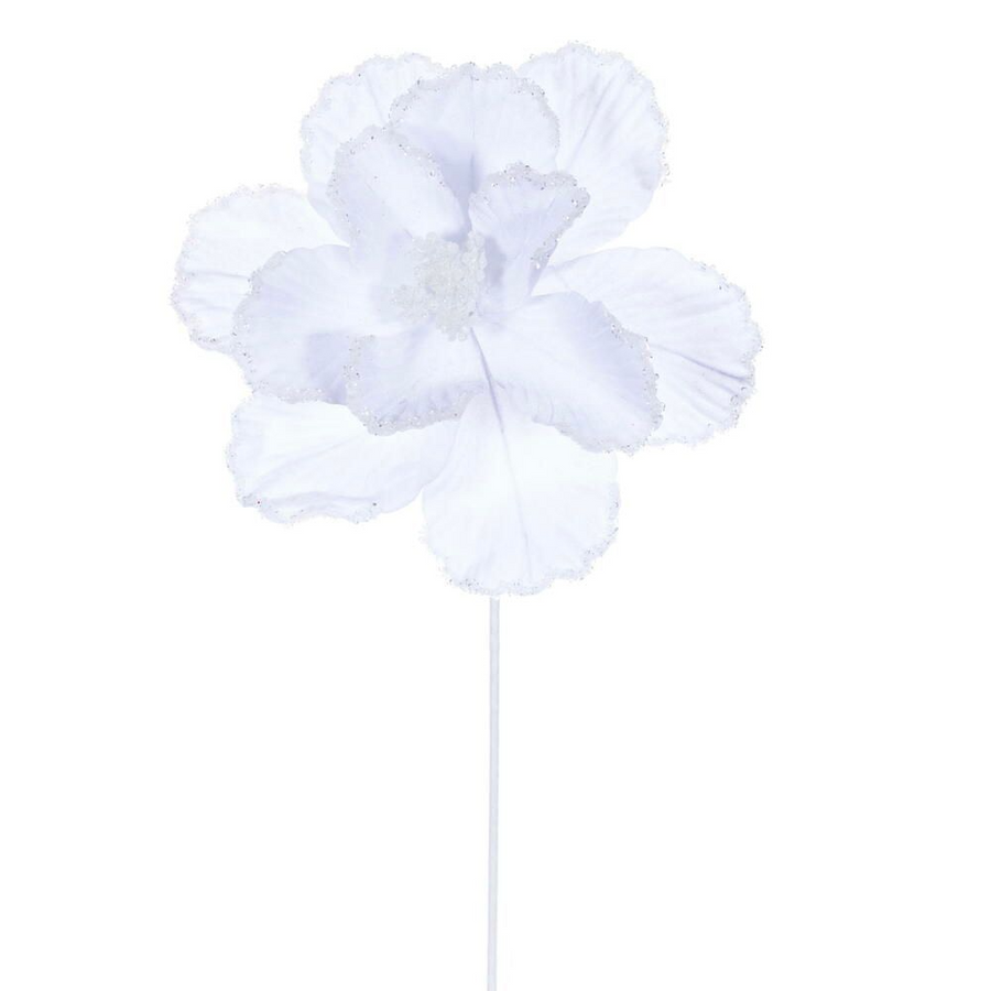 20" Velvet Magnolia 10" Flower - Set of 3 - White White – Bag of 3
